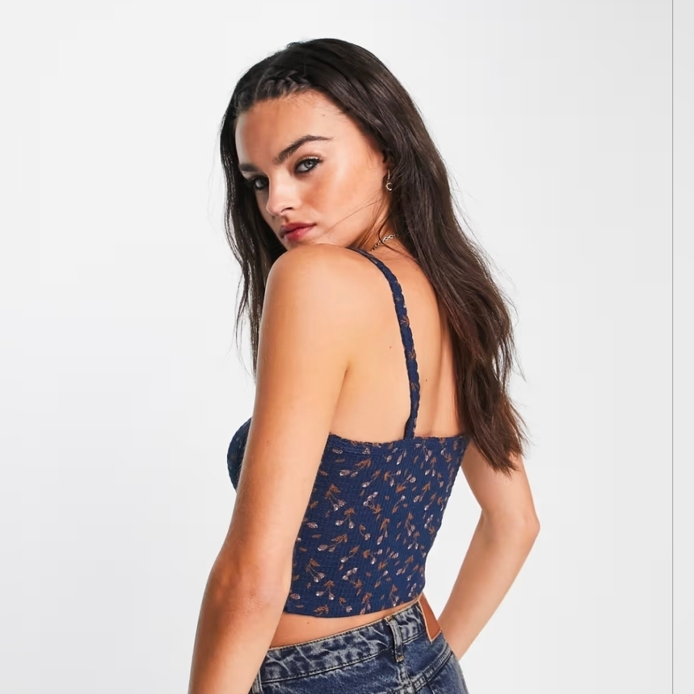 Free People One Of The Girls floral brami top in navy Size M